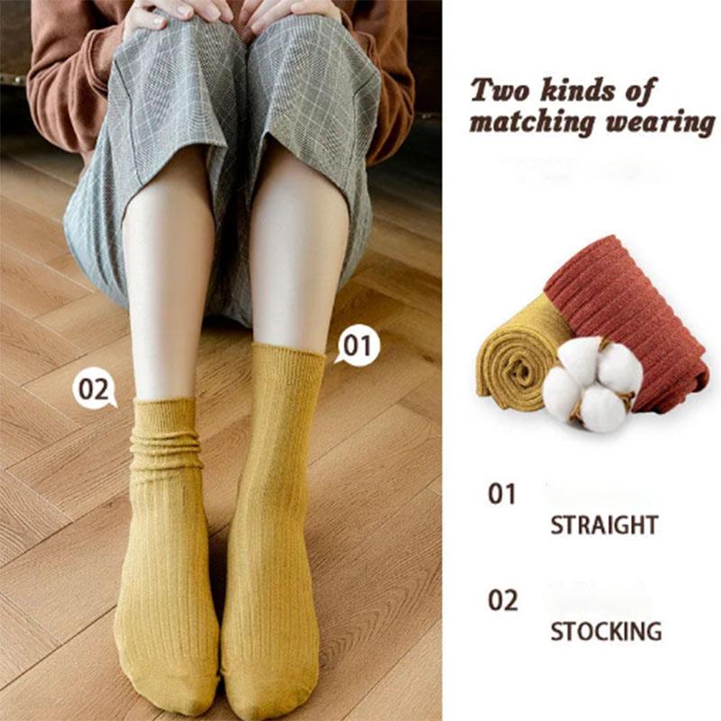 Socks Women's Korean Version of The Tube Socks Spring and Autumn Ins Tide All-match Pile Socks Cute Solid Color Women's Long Tube Stockings