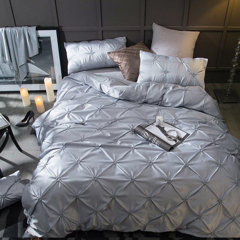 Luxury Bedding Set 100% Cotton Simple Silk Flower  Ice Silk 4pcs Bedclothes Bed Linen