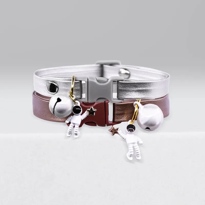 Cat Collar Bell Astronaut Star Letter Cute Dogs Collar Adjustable Size Collars for Small Dog Teddy Pomeranian Puppy Kitten Neckerchief Bell Collar