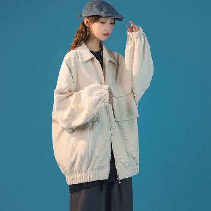 Oversize Jacket Women's Spring and Autumn 2022 New Korean Version Loose Corduroy Baseball Uniform Japanese Tooling Top Trend