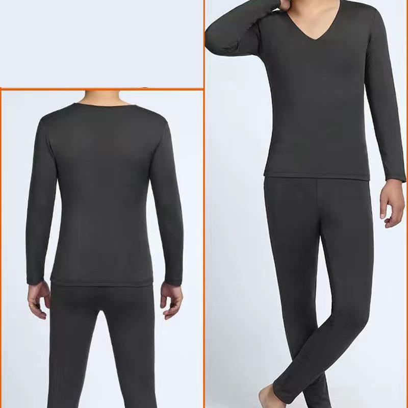 Men Winter Autumn Thermal Underwear Plus Velvet O-neck Tops Pants Tight Suit Thicken Windproof Comfortable Soft Lining Long Sleeve High Elasticity