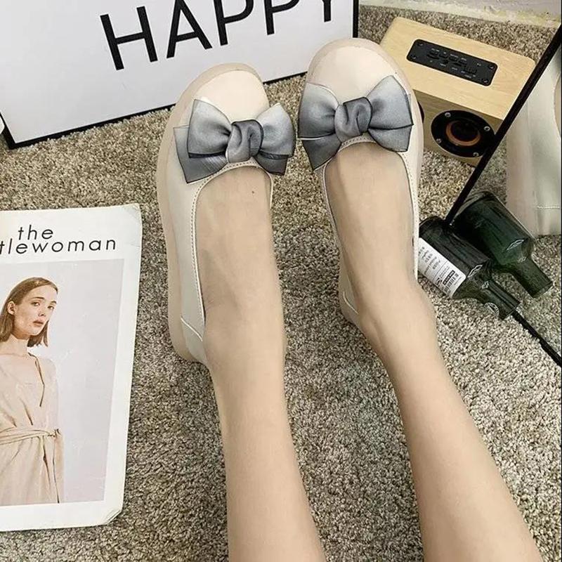 Tendon Soft Sole Flat Shoes Women's Bowknot Soft Sole Nurse Shoes Flat Shallow Mouth Women's Single Shoes Nurse Shoes