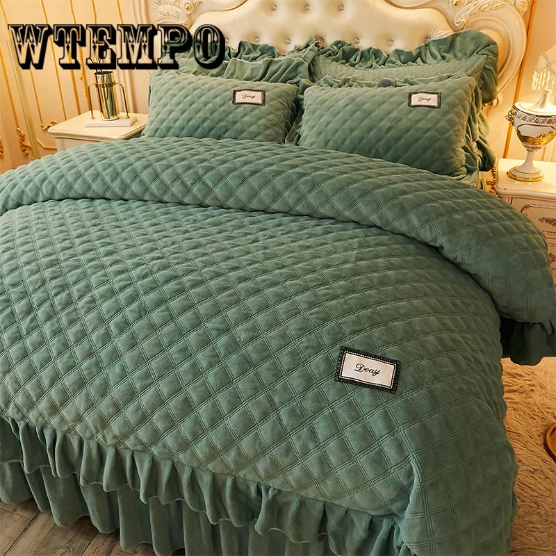 WTEMPO Velvet Bedding Sets Winter Warm Comforters Cover Luxury Solid Quilt Cover Christmas Bedding