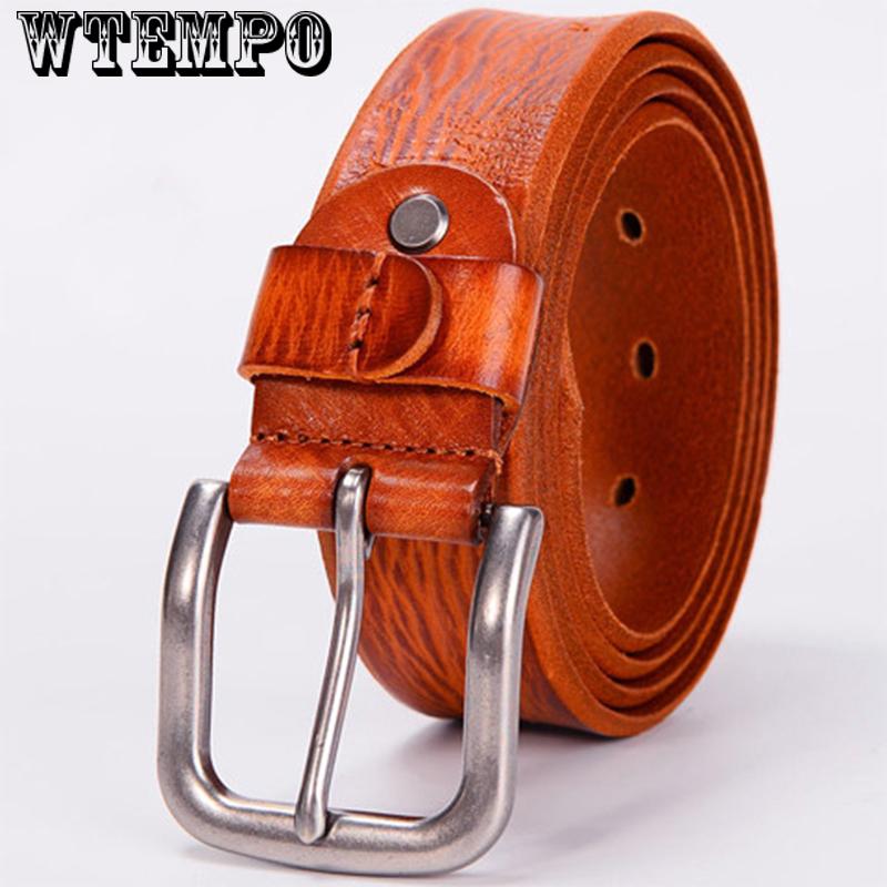 High Quality Leather Casual Pin Buckle Belt for Men Brown Leather Belts Vintage Style Design Belt