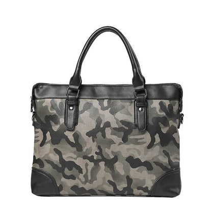 Business Briefcase Men Camouflage PU Leather Zipper Waterproof Handbag Shoulder Bags Messenger Bag