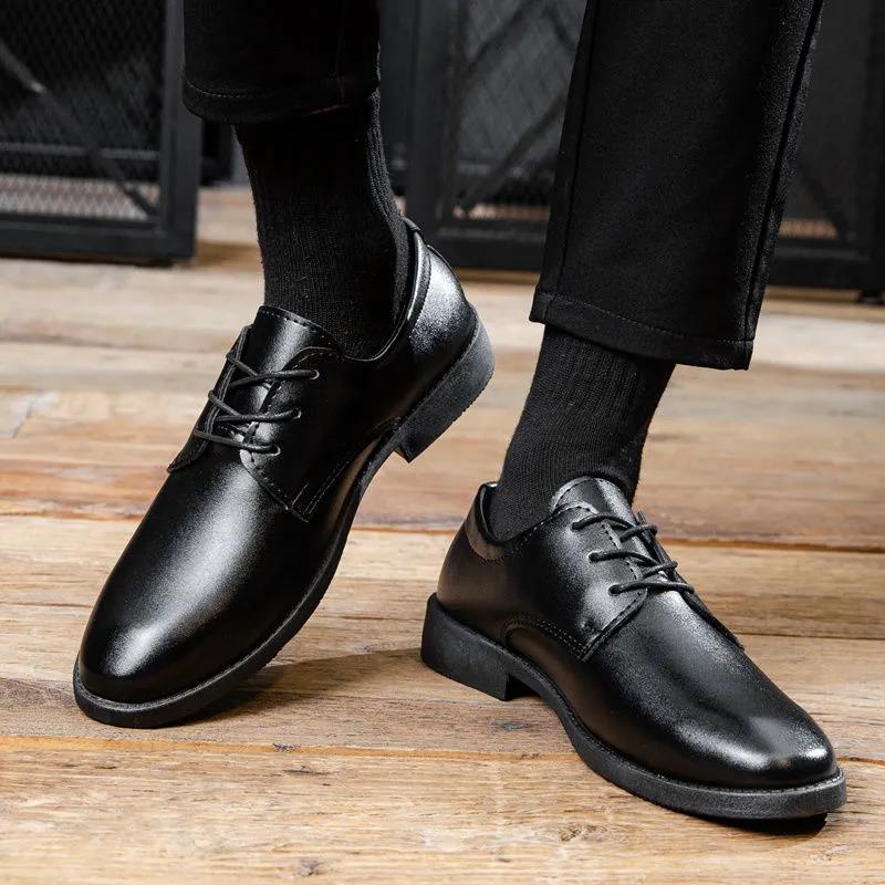 Spring and Autumn Leather Shoes, Men's Shoes, Black Wedding Shoes, Casual Business Dress Shoes