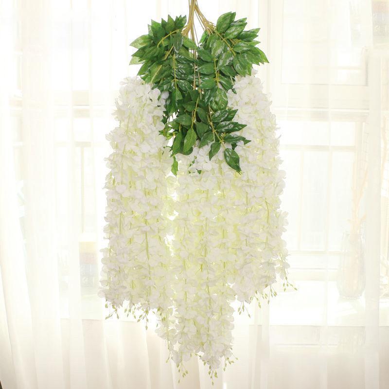Artificial Wisteria Flower Bean Flower String Violet Plastic Silk Flower Decoration Vine Plant Flower Wedding Fake Flower Rattan
