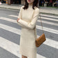 Mid-length Dress In Autumn and Winter Half High Neck Slim Fit Inner Sweater Fashion Solid Color Sweater Skirt