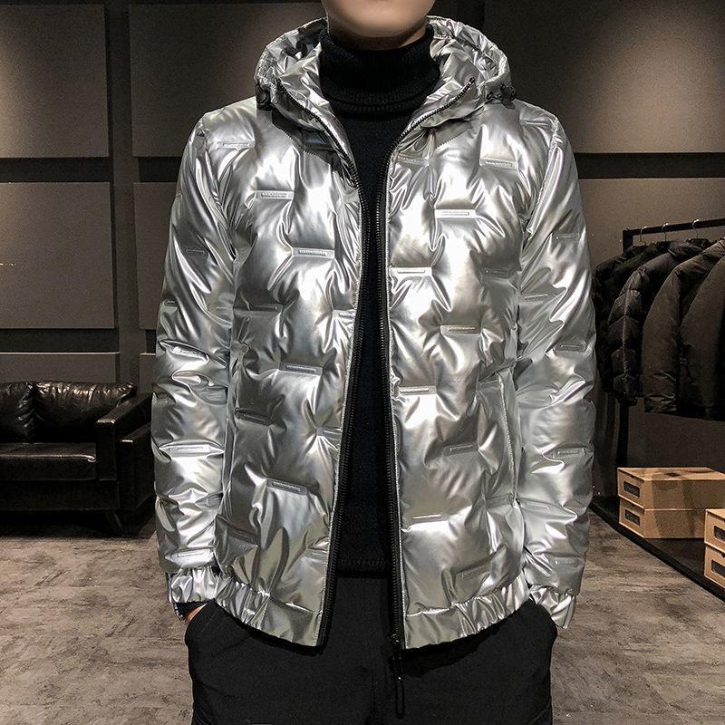Down Jacket Male Students Korean Fashion and Handsome White Duck Down Jacket Winter Bright Face Thick Short Jacket