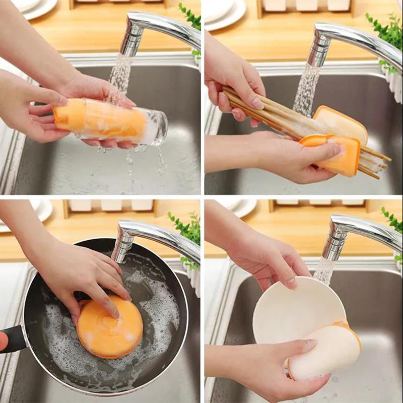 Washing Dishes Sponge Kitchen Thickened Non-painless No Injury Pot Brush Pot Bowl Catectic Cloth Magic Wipe Sponge Block