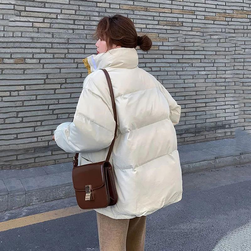 Winter Women's Down Jacket Korean Fashion Loose Cotton-padded Jacket Thick Warmth Short Stand-up Collar Cotton Jacket