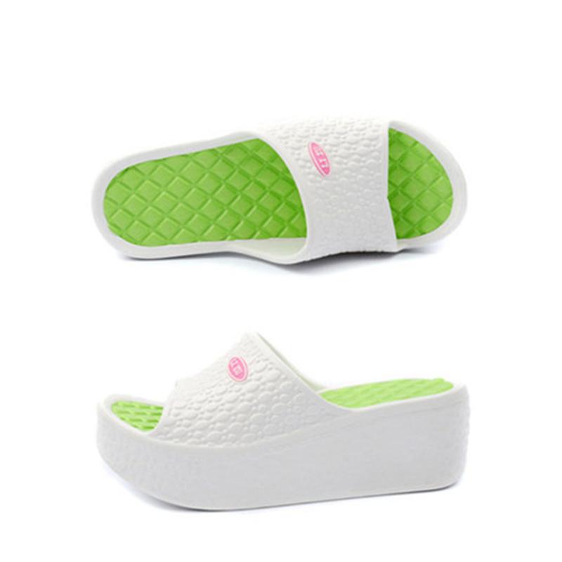 Wedge Heel Thick Bottom Women's One-word Slippers Wear Bohemian Plastic Foam Home Bathroom Slippers Ultra-light and Comfortable