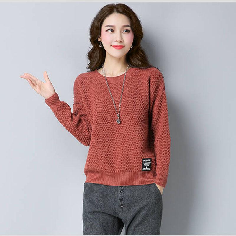 Spring and Autumn Round Neck Knit Bottoming Shirt Pullover Short Loose Top Fashion All-match Female Sweater