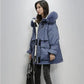 Winter Pie Overcoming Women's Mid-length Down Padded Jacket Women's Loose and Thick Large Fur Collar Padded Jacket