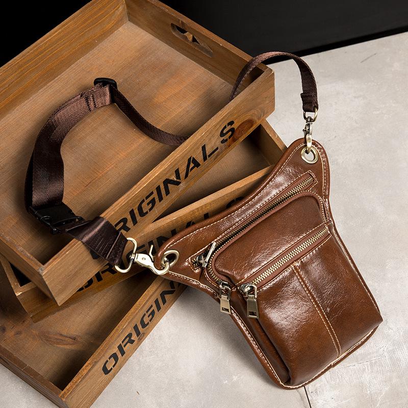 Waist Bag Men Pu Leather Waterproof Multi-layer Zipper Messenger Bag Outdoor Sports Shoulder Bag