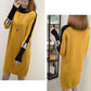 Autumn and Winter Color Matching Plus Size Dress Mid-length Loose Knit Bottoming Shirt Thick Half High Neck Women's Sweater Dress