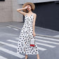 Sling Dress Beach Dress Fairy Seaside Vacation Long Dress Travel Black and White Polka Dot Sling Dress Waist Was Thin