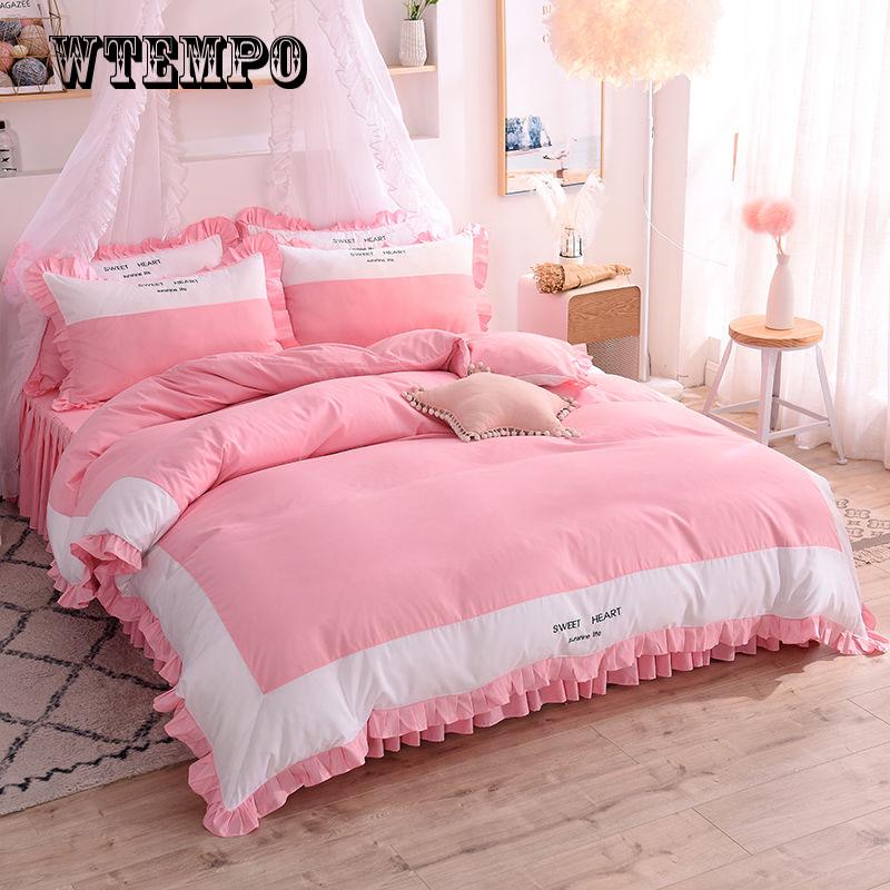 New  princess Bedding set 100% Cotton Twin Queen size Bed sheet/Linen Duvet cover set
