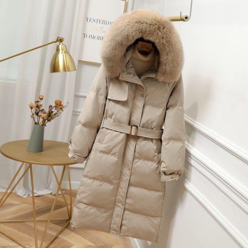 Down Jacket Women's Mid-length White Duck Down Student Korean Style Slim Coat Female Ins Winter
