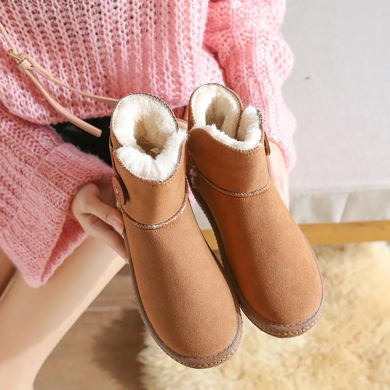 Women's Winter Plus Velvet Padded Snow Boots Button Cotton Shoes Warm Snow Cotton Short Boots