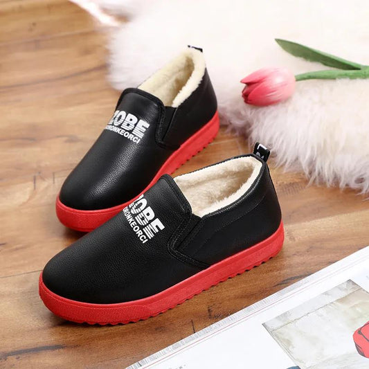 Winter Warm Korean Version of All-match Waterproof Plus Velvet Padded Cotton Shoes Flat-bottomed Cotton Shoes for Women