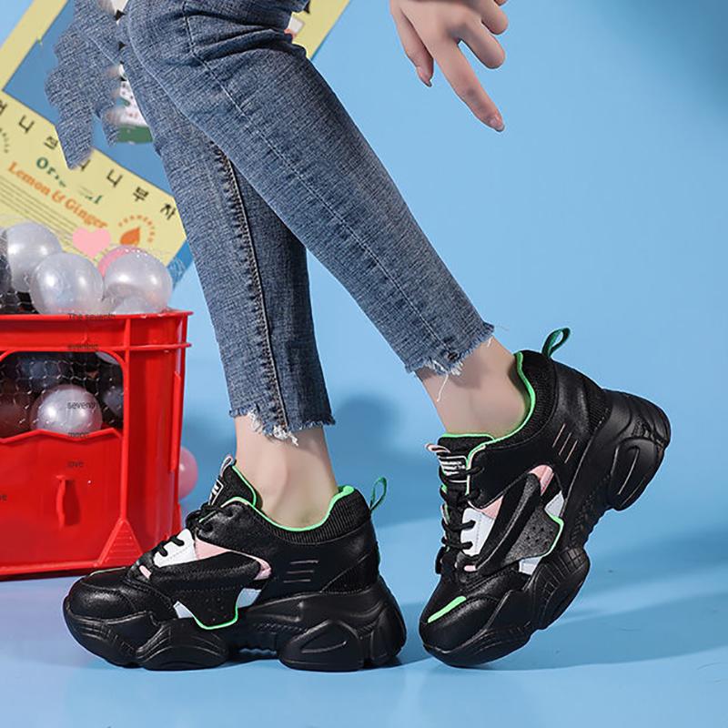 Thick-soled Heightened Travel Running Shoes Casual Student Breathable Sneakers All-match Comfortable Women Walking Sneakers