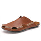 Men Sandals Beach Shoes Summer Drain Leather Wading Shoes On Surf Quick -Drying Skin Slip -On Light