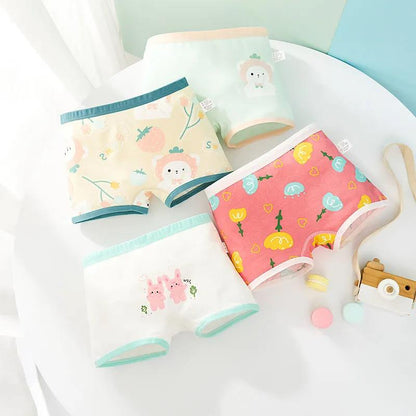 Girls Cartoon Briefs Modal Underwear Printing Panties Kids Brief Panties Soft Underpants Cute Florals Cutton Boxers