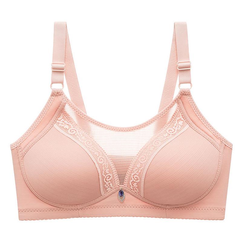 Middle-aged and Elderly Mothers Thin Tube Top Underwear Women's Non-wireless Full Cup Anti-glare Gather Upper Collection Breast Bra