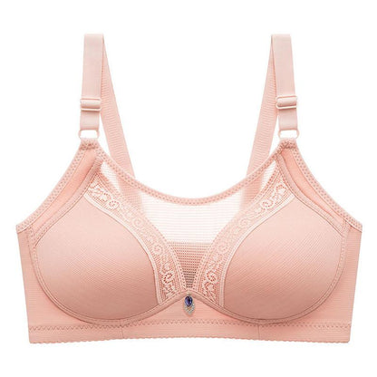 Middle-aged and Elderly Mothers Thin Tube Top Underwear Women's Non-wireless Full Cup Anti-glare Gather Upper Collection Breast Bra