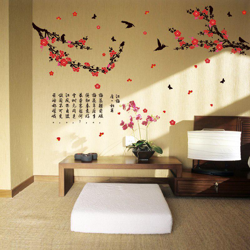 [Wall sticker ]Chinese Painting Calligraphy Birds Flower Plum Blossom Wall Stickers Kitchen Bedroom