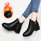 High-quality Soft Leather Short Boots Women's Thick Heel Women's Boots Winter Mom Women's Shoes All-match Flat Chelsea Boots