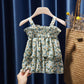 Children Dress Girls Summer Thin Dress Suspender Dress Floral Strapless Princess Dress Ruffled Vest Skirt