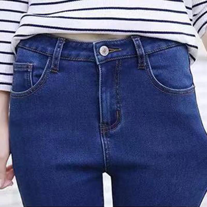 Fleece Cropped Trousers Winter High Waist Solid Color Plus Size Slimming Plus Cotton Warm Feet Jeans Thick Slim Stretch Pants