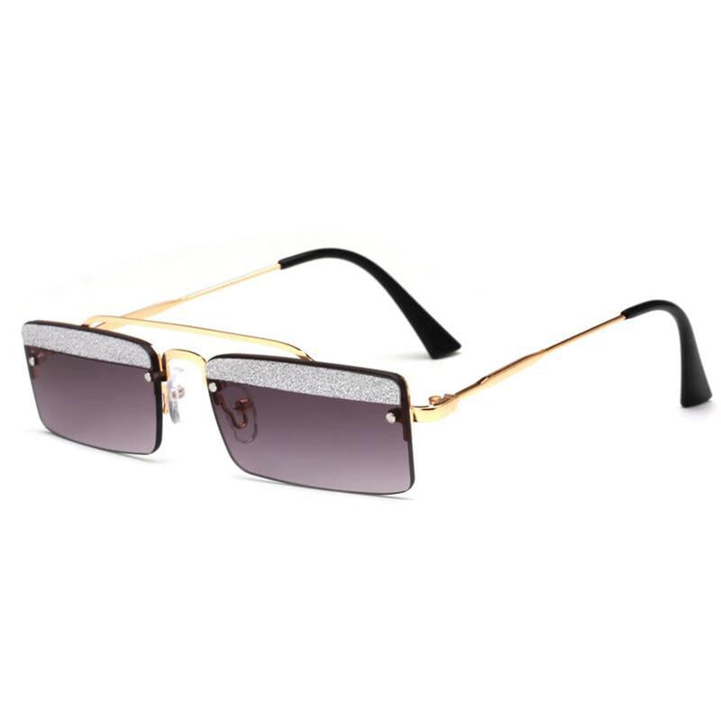 WTEMPO Personalized Eyebrow Metal Square Sunglasses Women Men Fashion Anti-UV Small Frame Sun Glasse