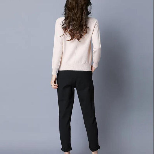 Fashion Women's Sweater Short Hedging Thickening Slim Thin Half High Neck Solid Color Sweater Top