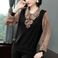 Shirt Women's Plus Size Spring and Autumn Lapel Loose Small Shirt Casual Fashion Mother Long-sleeved Slimming Top