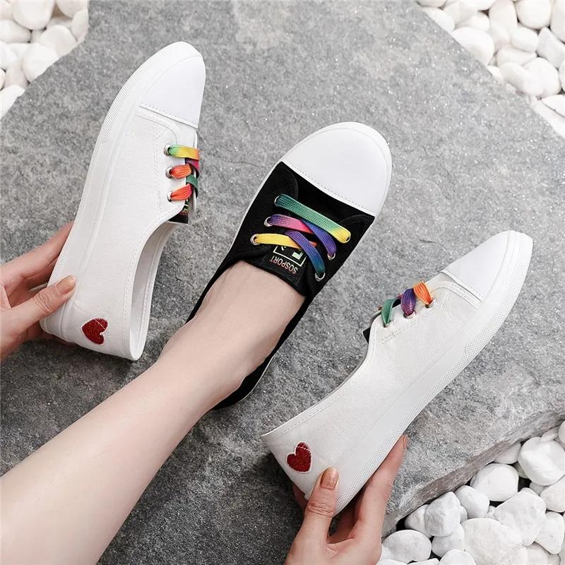 Spring and Summer Embroidered Breathable Canvas Shoes Women's Plus Size All-match Casual Flat Shoes