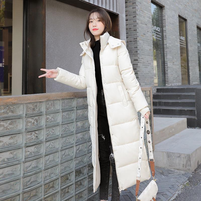 Stand-up Collar Hooded Down Jacket Padded Jacket Women Fall/winter Loose Padded Jacket Women Long Over-the-knee Padded Jacket Straight Slim Coat