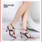 Women's high heel sandals rhinestone summer European and American fashion block  high heel sandals women diamond sexy ladies sandals