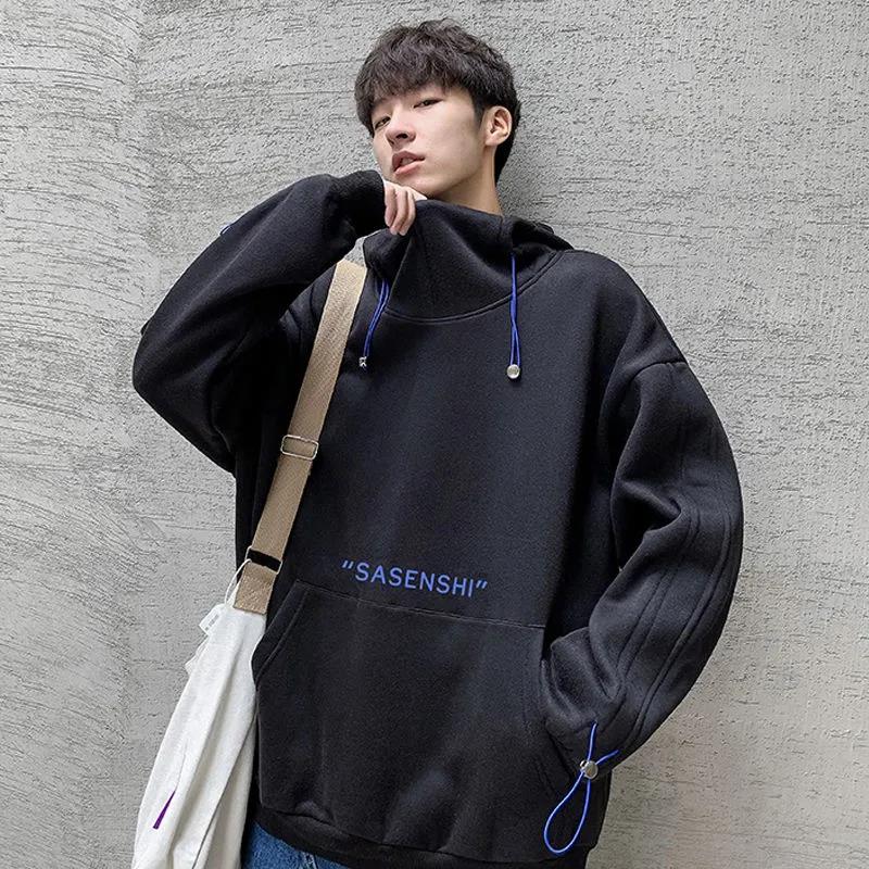 New Autumn and Winter Men's Cashmere Sweater Loose Pullover Hoodie High Collar Casual Coat