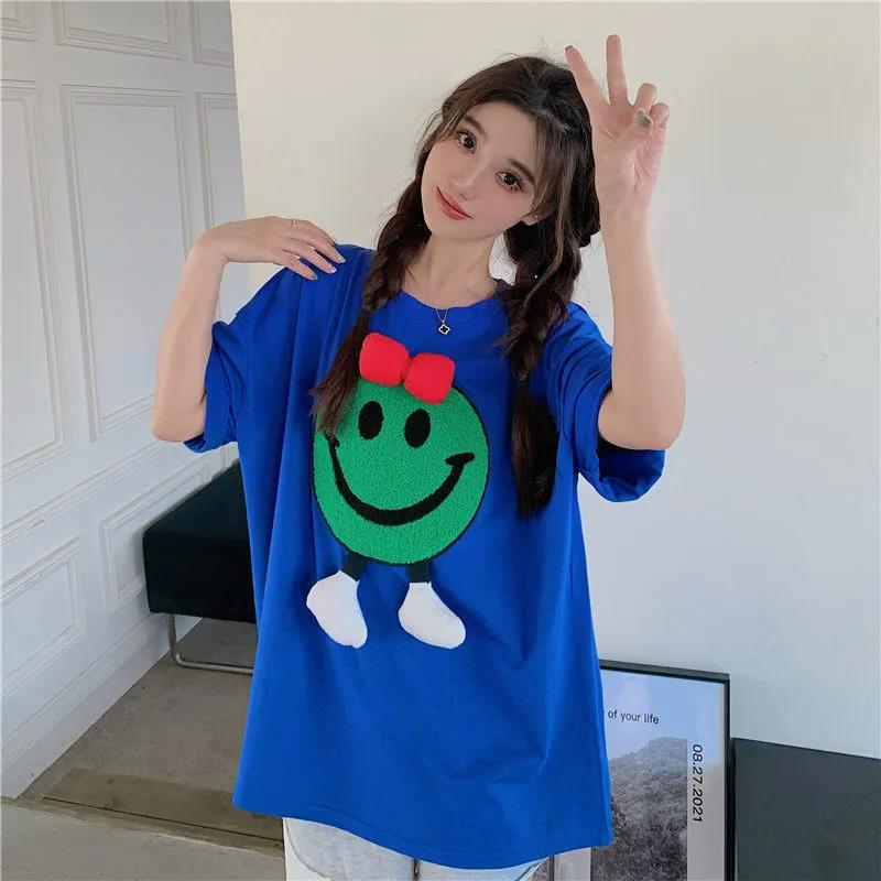 Large Size Top Women's Summer Loose Short Simple Short Sleeve T-shirt