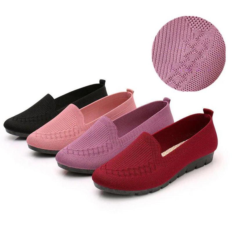 Soft-soled Non-slip Single Shoes for The Elderly Breathable Flying Woven Mesh Shoes Casual Versatile Middle-aged and Elderly Shoes