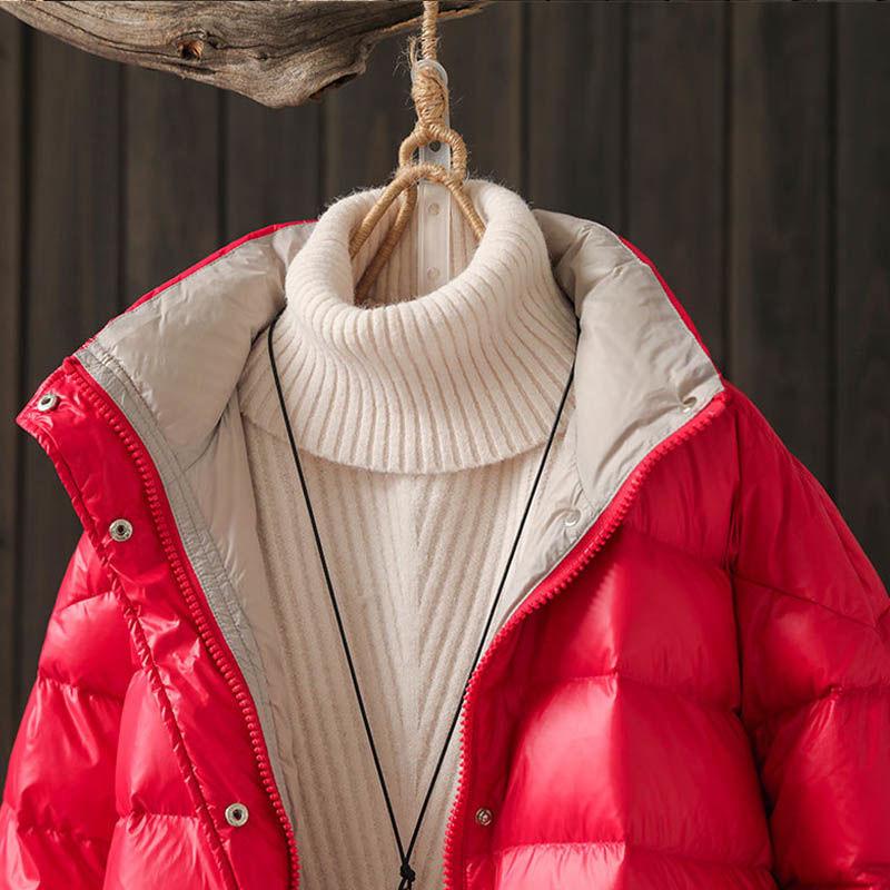 Women's Down Jacket Mid-length White Duck Down Plus Size Winter Coat Bread Jacket Women