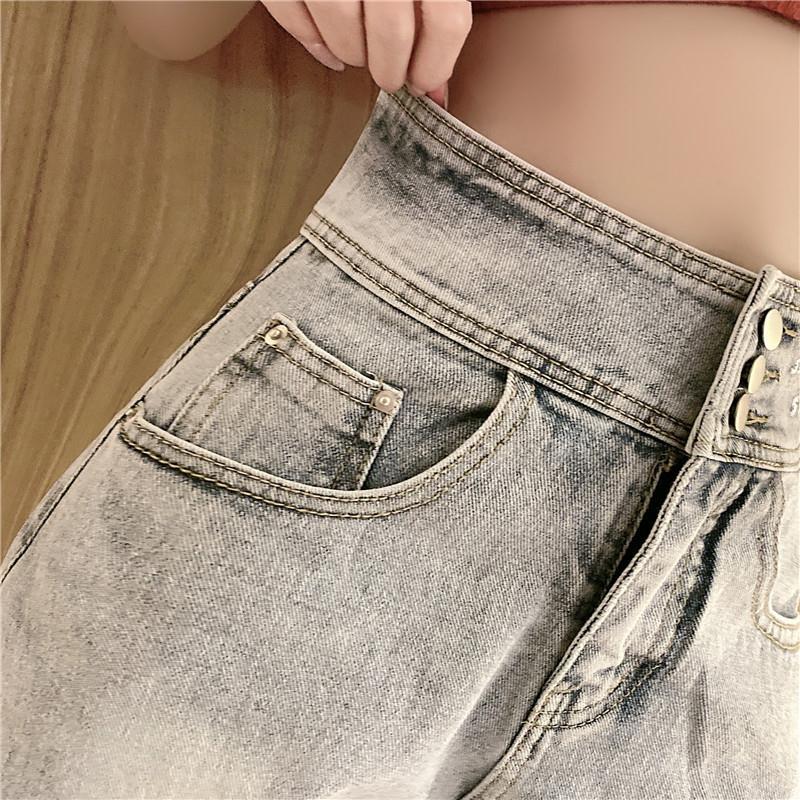 WTEMPO High Waist Raw Denim Shorts Women Summer Loose Large Size Was Thin Wide Leg Embroidery A-line Pants