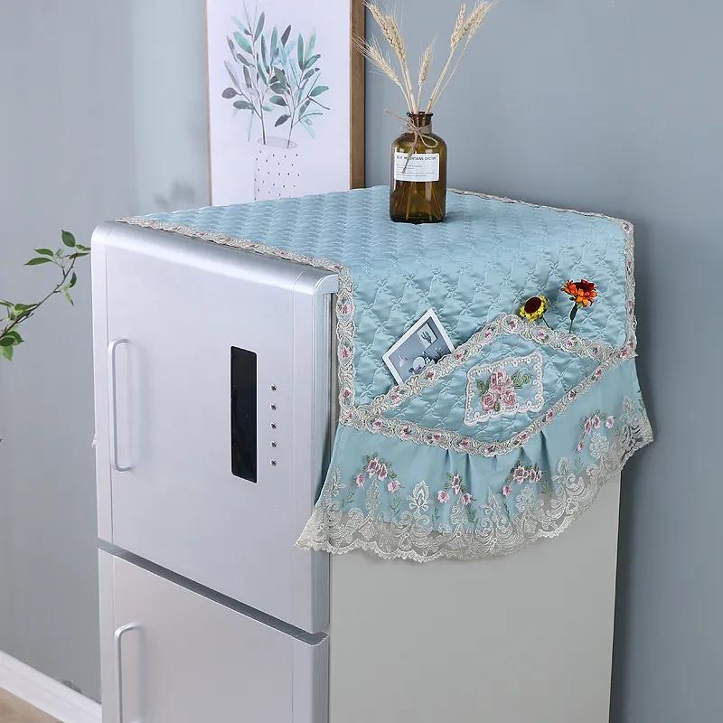 Refrigerator Cover Universal Cover Towel Refrigerator Dust Cover Thick Lace Edge Refrigerator Hanging Bag