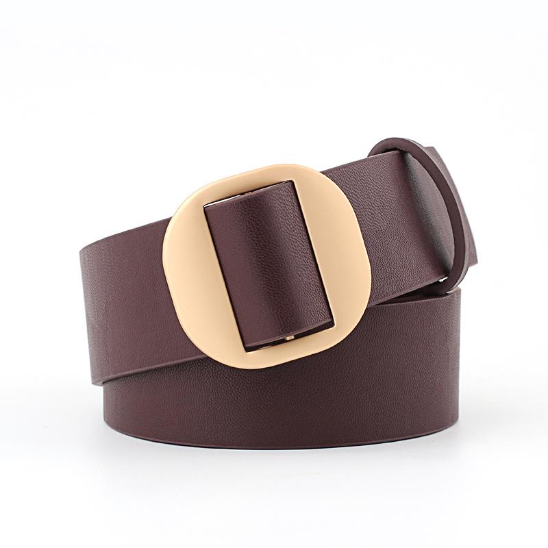 Ladies Belt Pu Leather Wide Belt Nonporous Solid Color Bright Colors