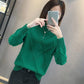 Women Blue Short Long Sleeve Half Turtleneck Pullover Sweater Office Warm Bottoming Shirt