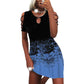 European and American Women's Fashion Print Short-sleeved Off-the-shoulder Round Neck Casual Dress