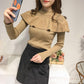 Bright Silk Ruffled Glitter Gold Thread Pullover Long sleeve Knitted Bottoming Sweater